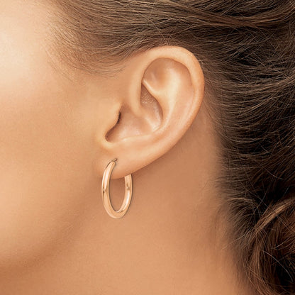 14K Rose Gold Polished Endless Tube Hoop Earrings