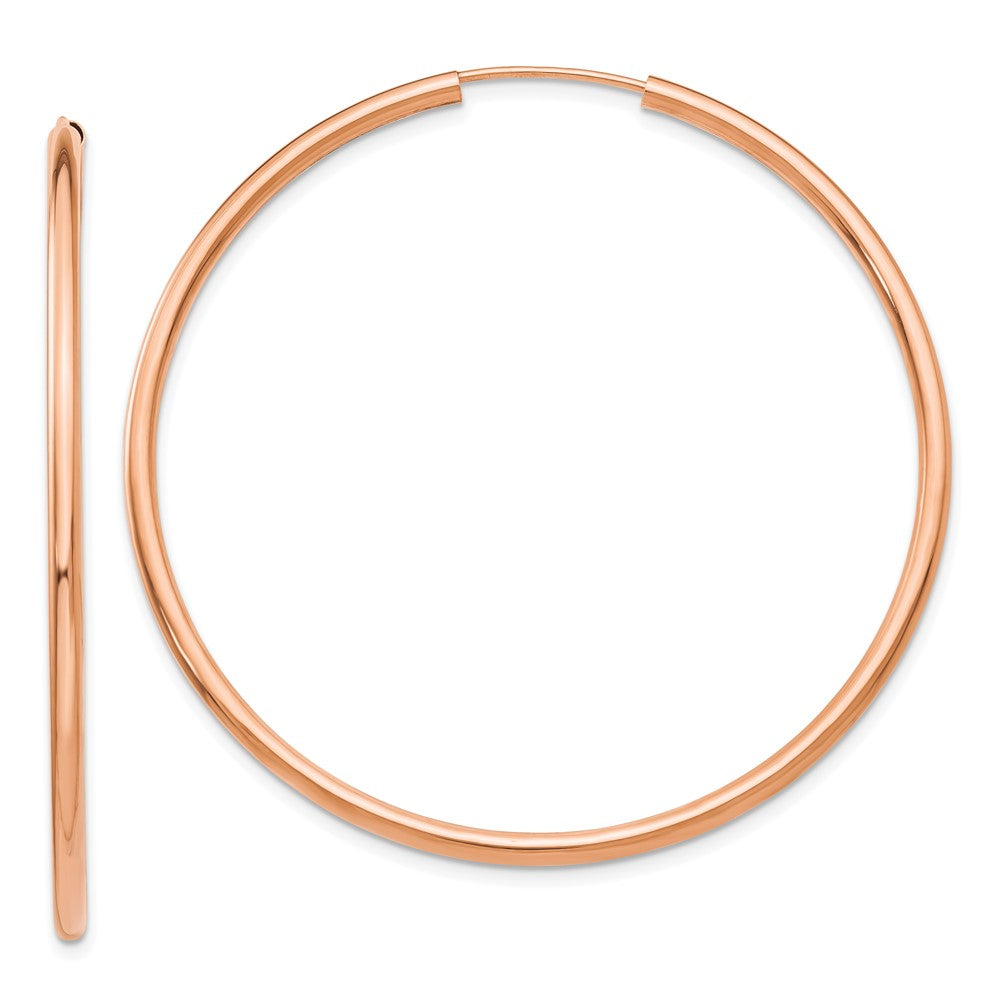 14K Rose Gold Polished Endless 2mm Hoop Earrings