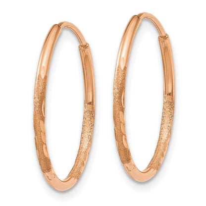 14K Rose Gold 1.25mm Diamond Cut Endless Hoop Earring