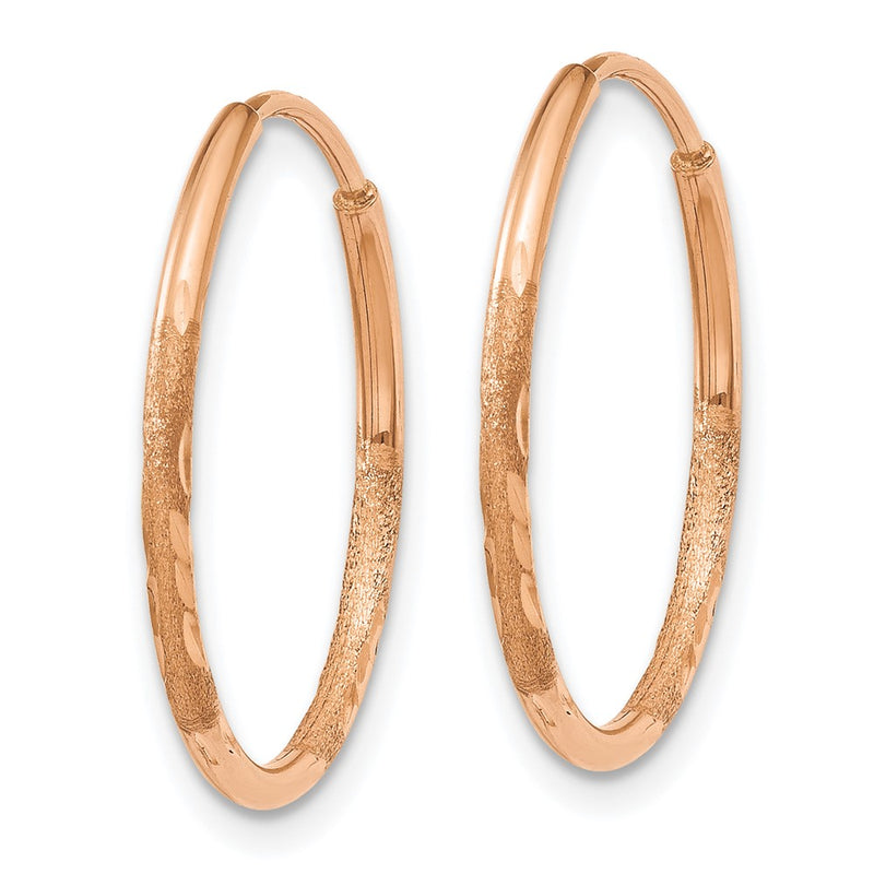 14K Rose Gold 1.25mm Diamond Cut Endless Hoop Earring