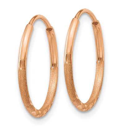 14K Rose Gold 1.25mm Diamond Cut Endless Hoop Earring
