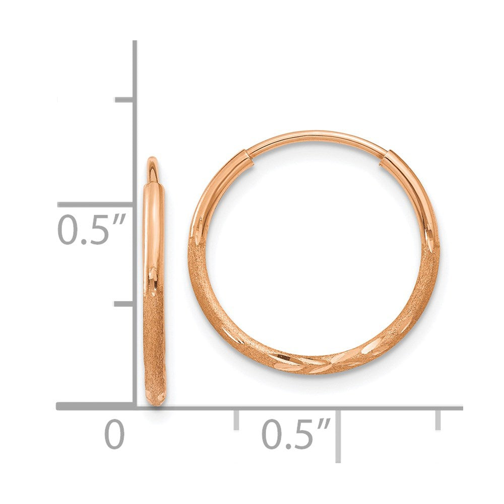 14K Rose Gold 1.25mm Diamond Cut Endless Hoop Earring