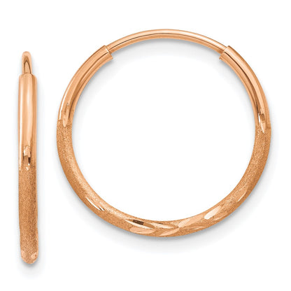 14K Rose Gold 1.25mm Diamond Cut Endless Hoop Earring