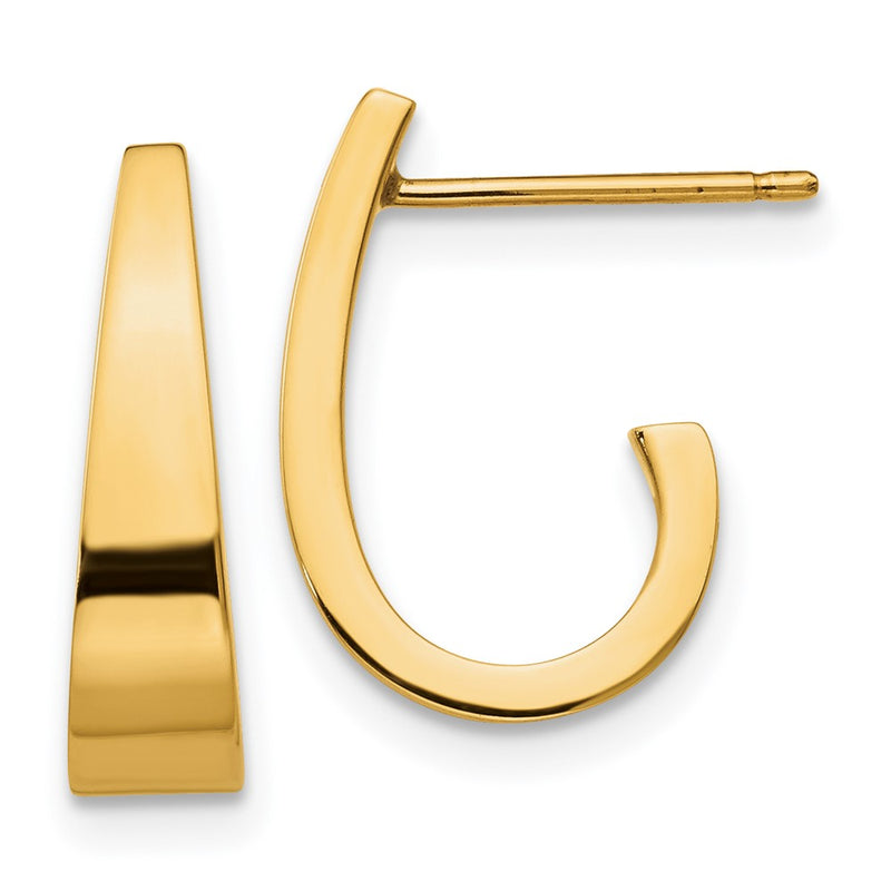 14K Yellow Gold Small Polished J Hoop Earrings
