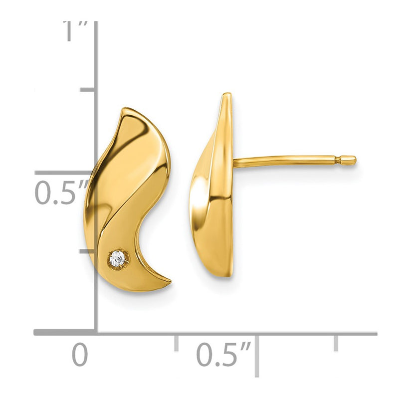 14K Yellow Gold Cz Swirl Post Earrings
