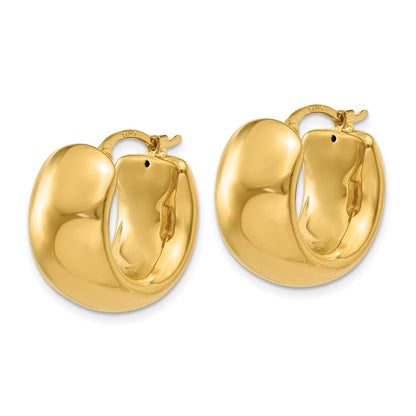14K Yellow Gold Wide Puffed Hoop Earrings
