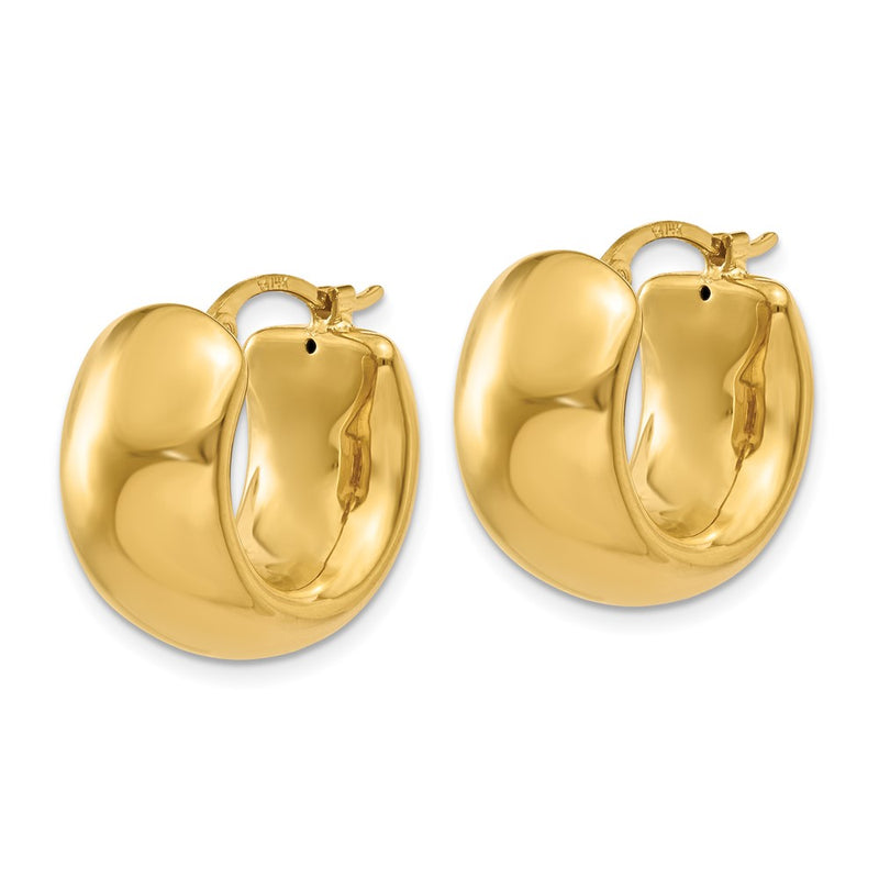14K Yellow Gold Wide Puffed Hoop Earrings