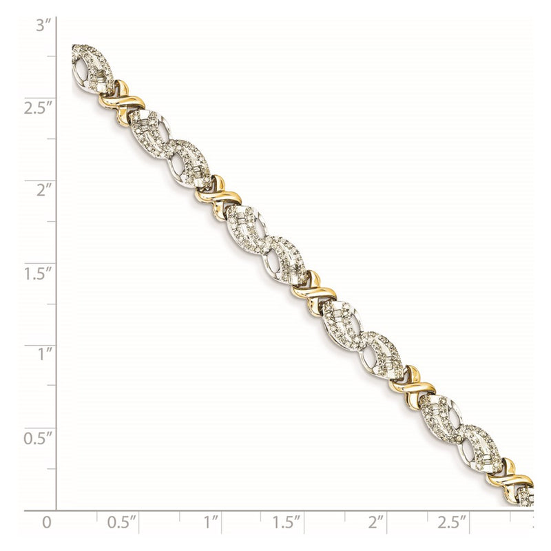14K Two Tone Diamond X Bracelet