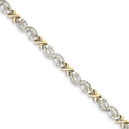 14K Two Tone Diamond X Bracelet