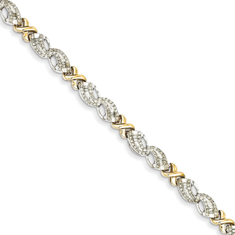 14K Two Tone Diamond X Bracelet