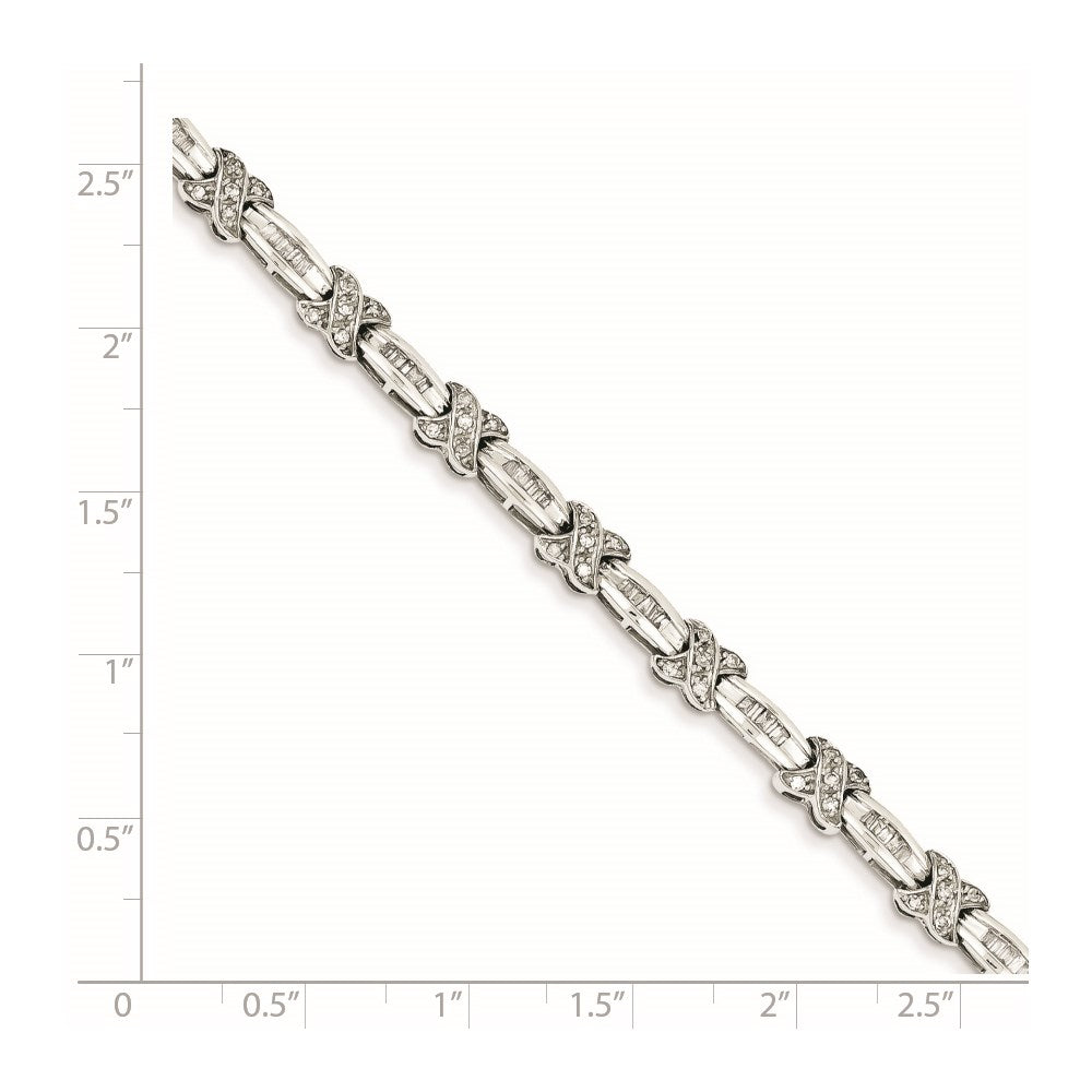 14K White Gold Diamond X Bracelet
