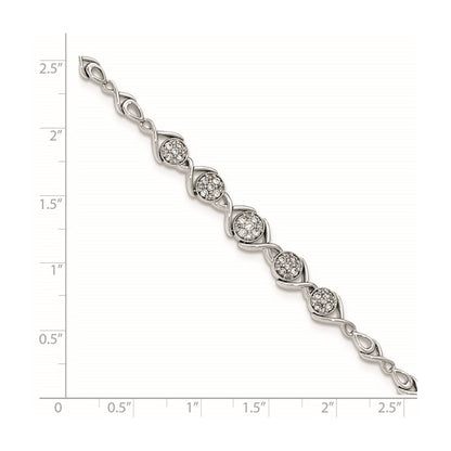 14K White Gold Polished Diamond Bracelet