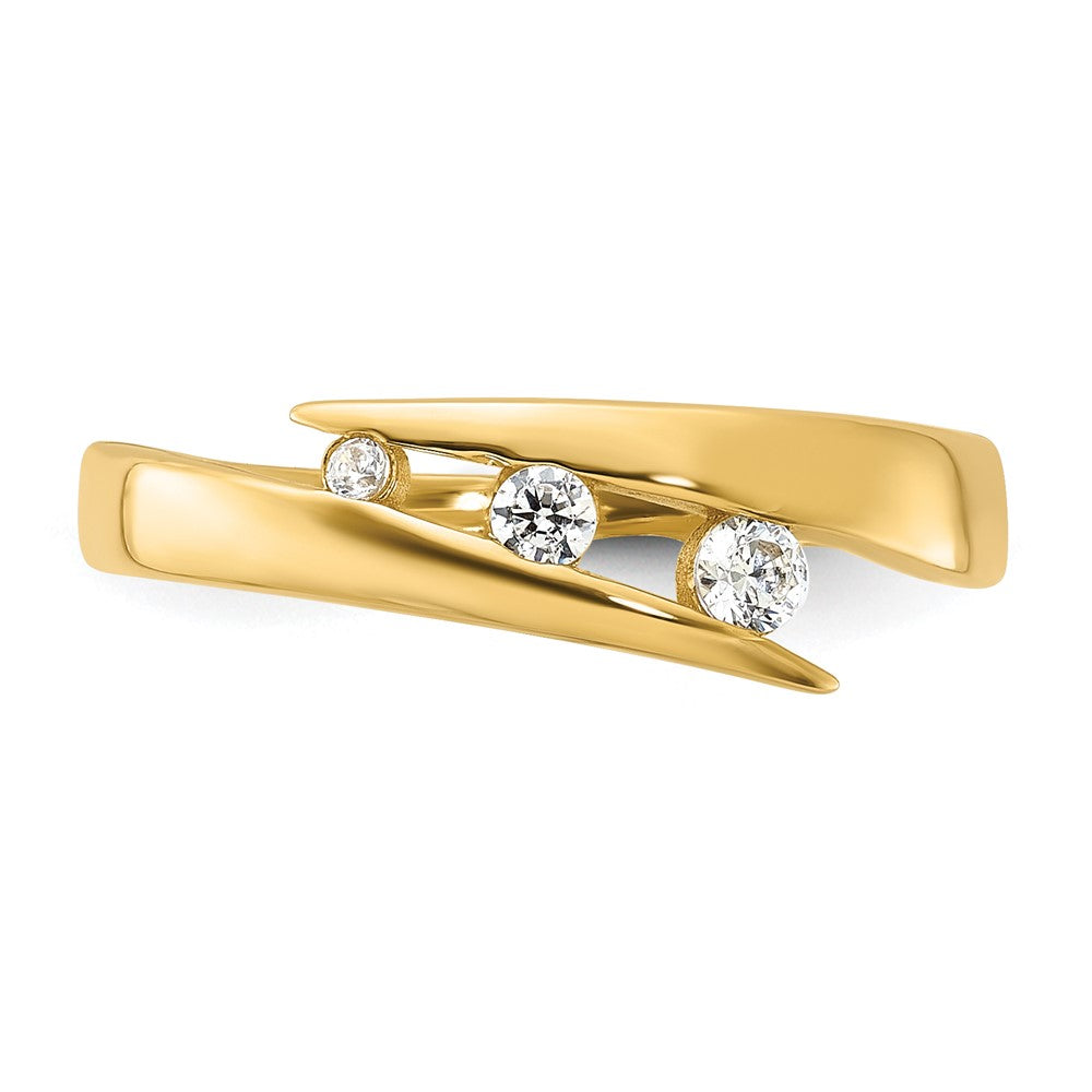14K Yellow Gold Polished CZ Fashion Ring