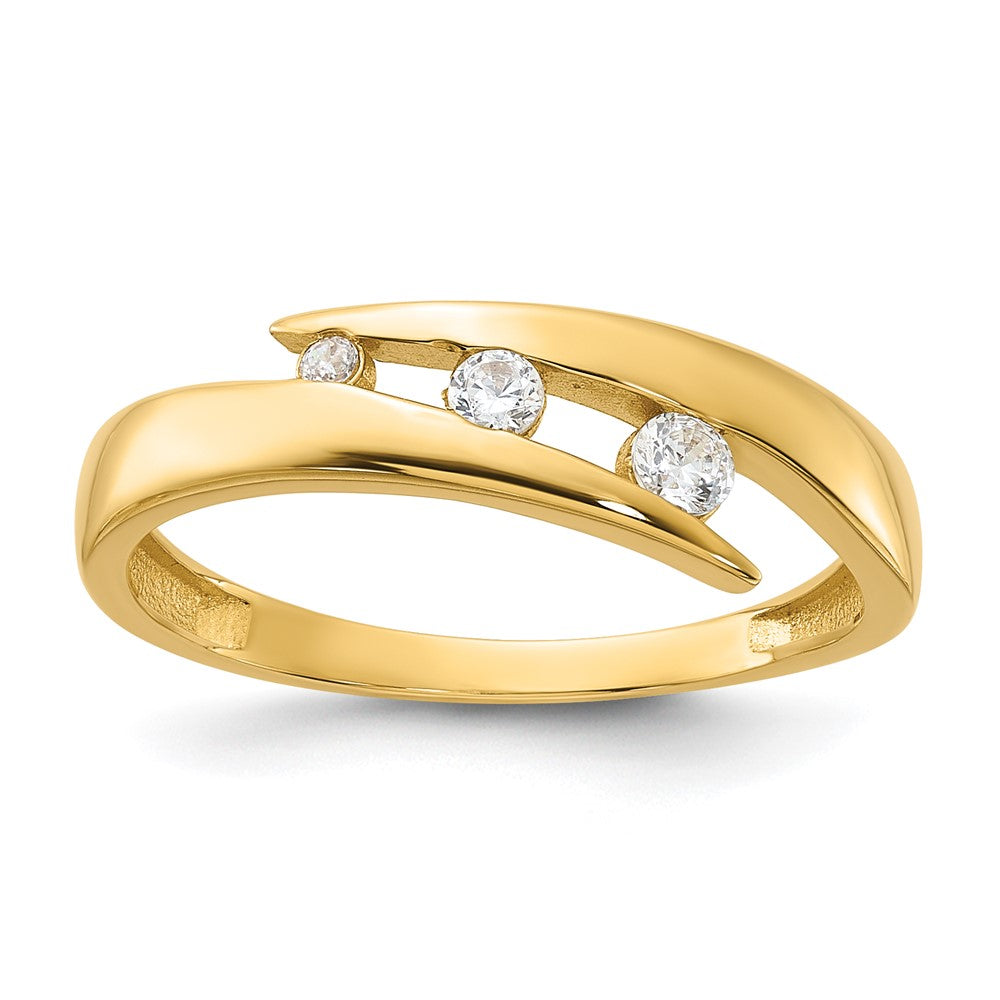 14K Yellow Gold Polished CZ Fashion Ring