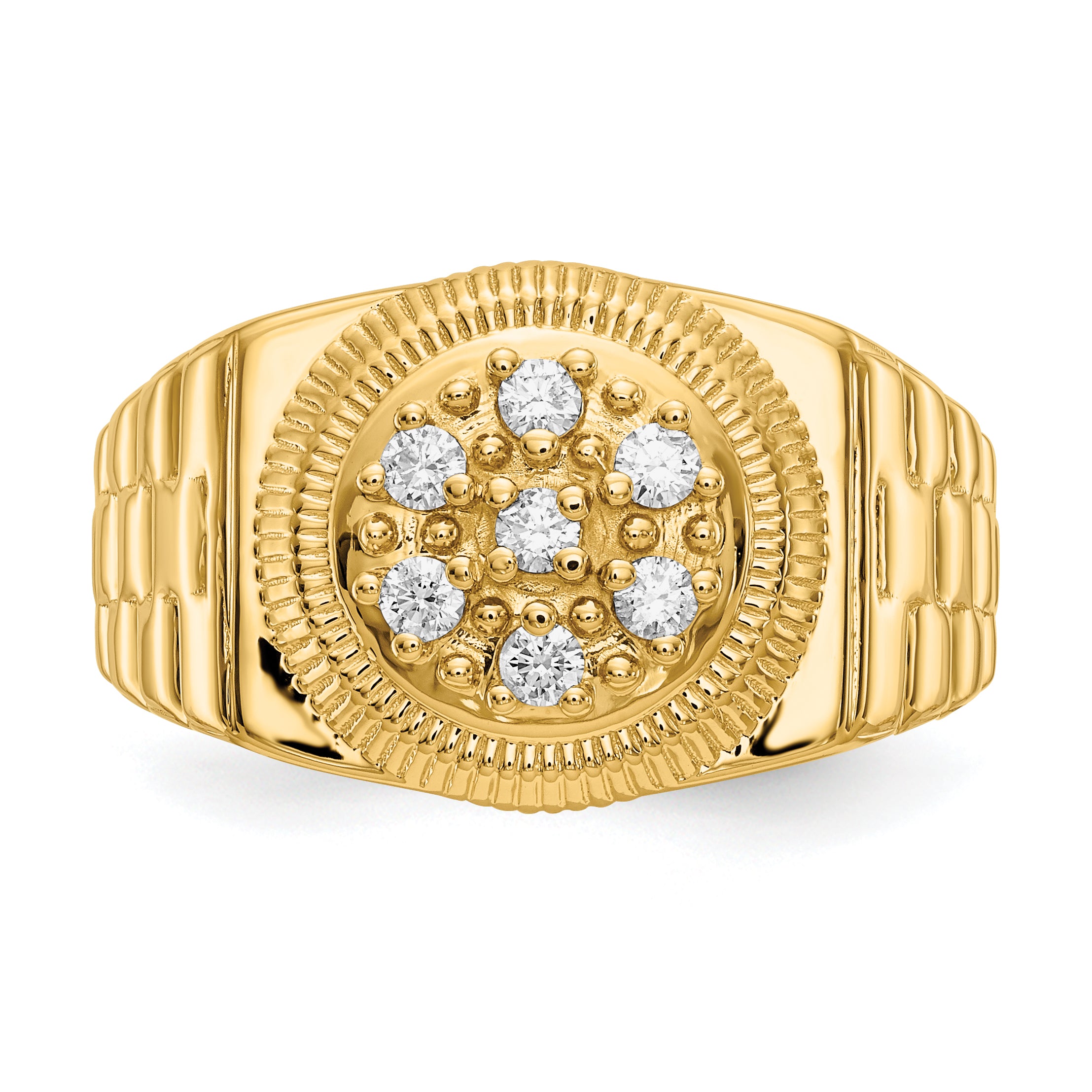 14K Yellow Gold Aaa Diamond Men'S Ring