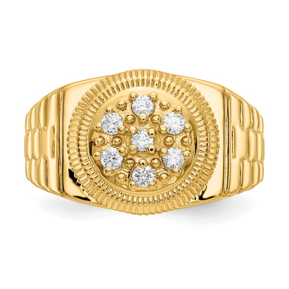 14K Yellow Gold Aaa Diamond Men'S Ring