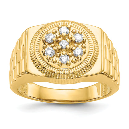 14K Yellow Gold Aaa Diamond Men'S Ring