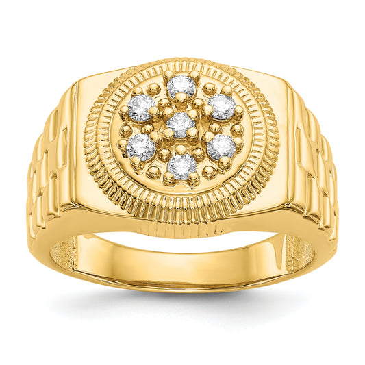 14K Yellow Gold Aaa Diamond Men'S Ring