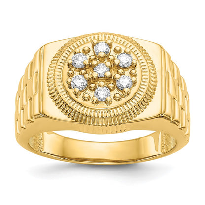 14K Yellow Gold Aaa Diamond Men'S Ring