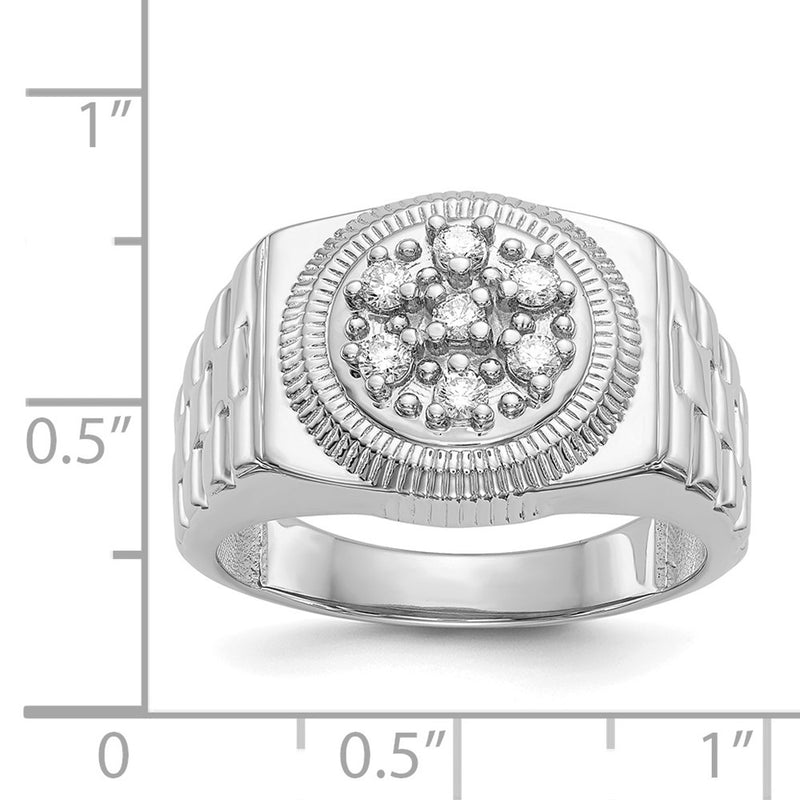 14K White Gold Aa Diamond Men'S Ring