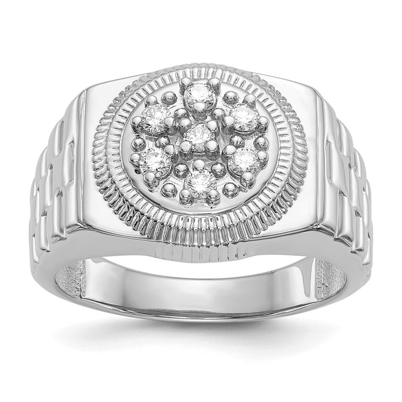 14K White Gold Aa Diamond Men'S Ring