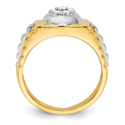 14K Two Tone Vs Diamond Men'S Ring