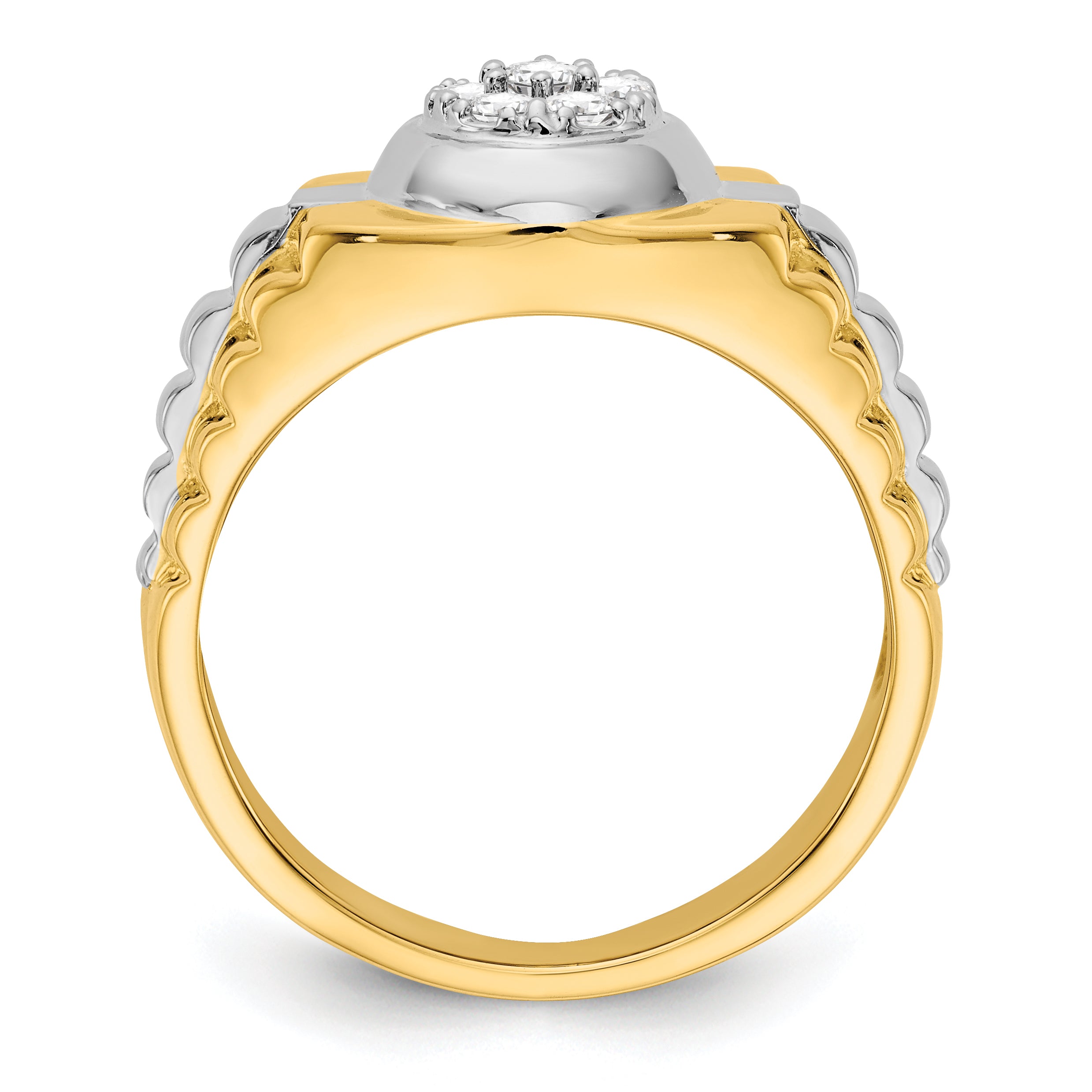 14K Two Tone A Diamond Men'S Ring