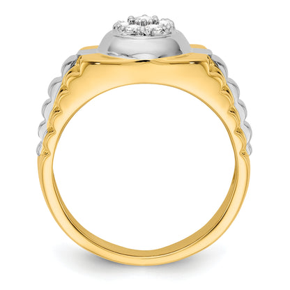 14K Two Tone A Diamond Men'S Ring