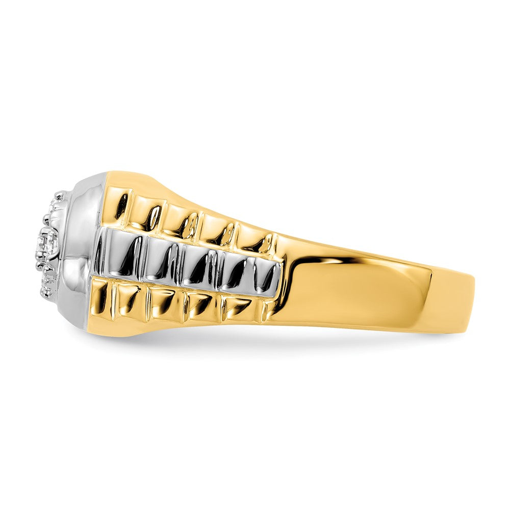 14K Two Tone Aaa Diamond Men'S Ring