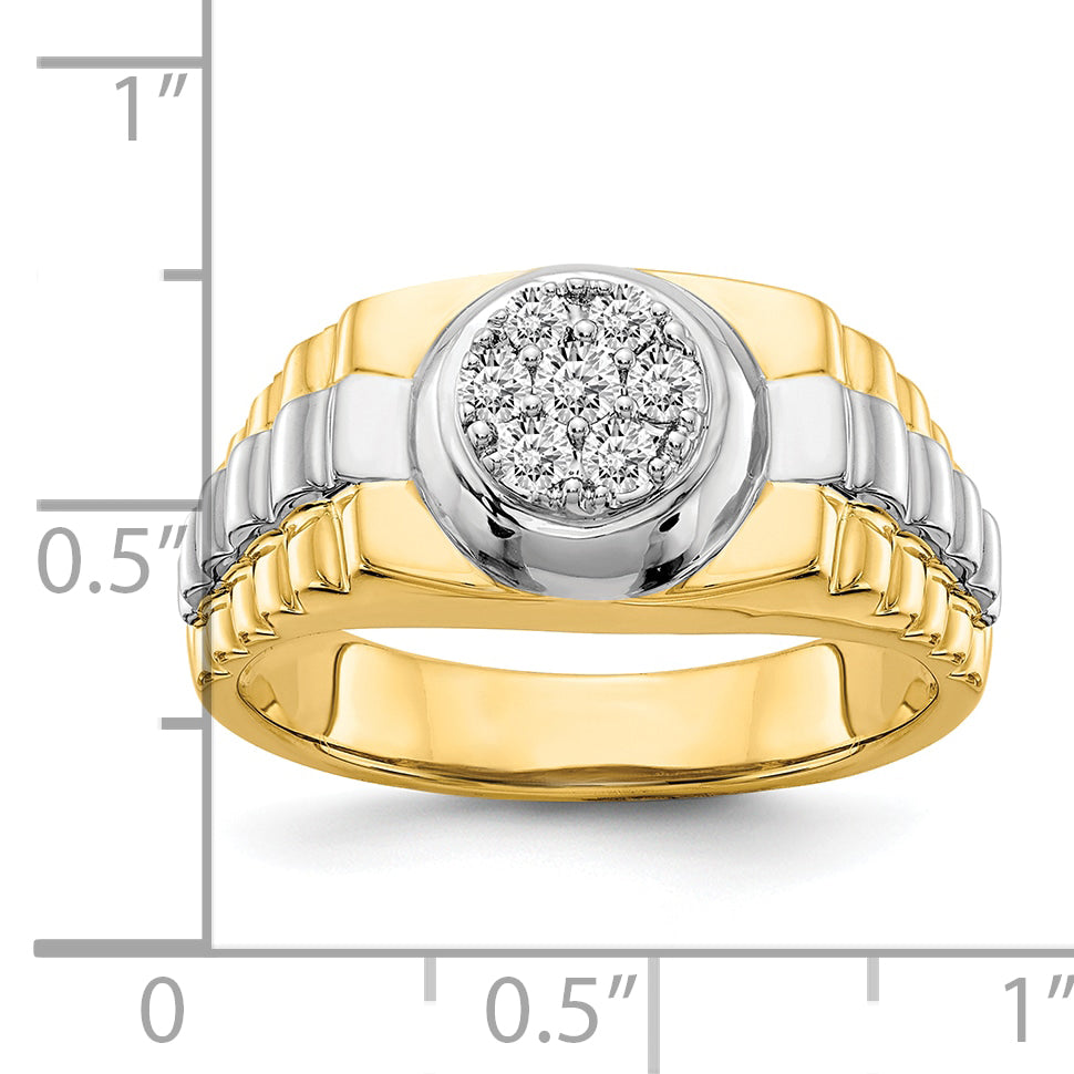 14K Two Tone A Diamond Men'S Ring