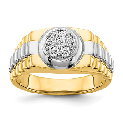 14K Two Tone Aaa Diamond Men'S Ring