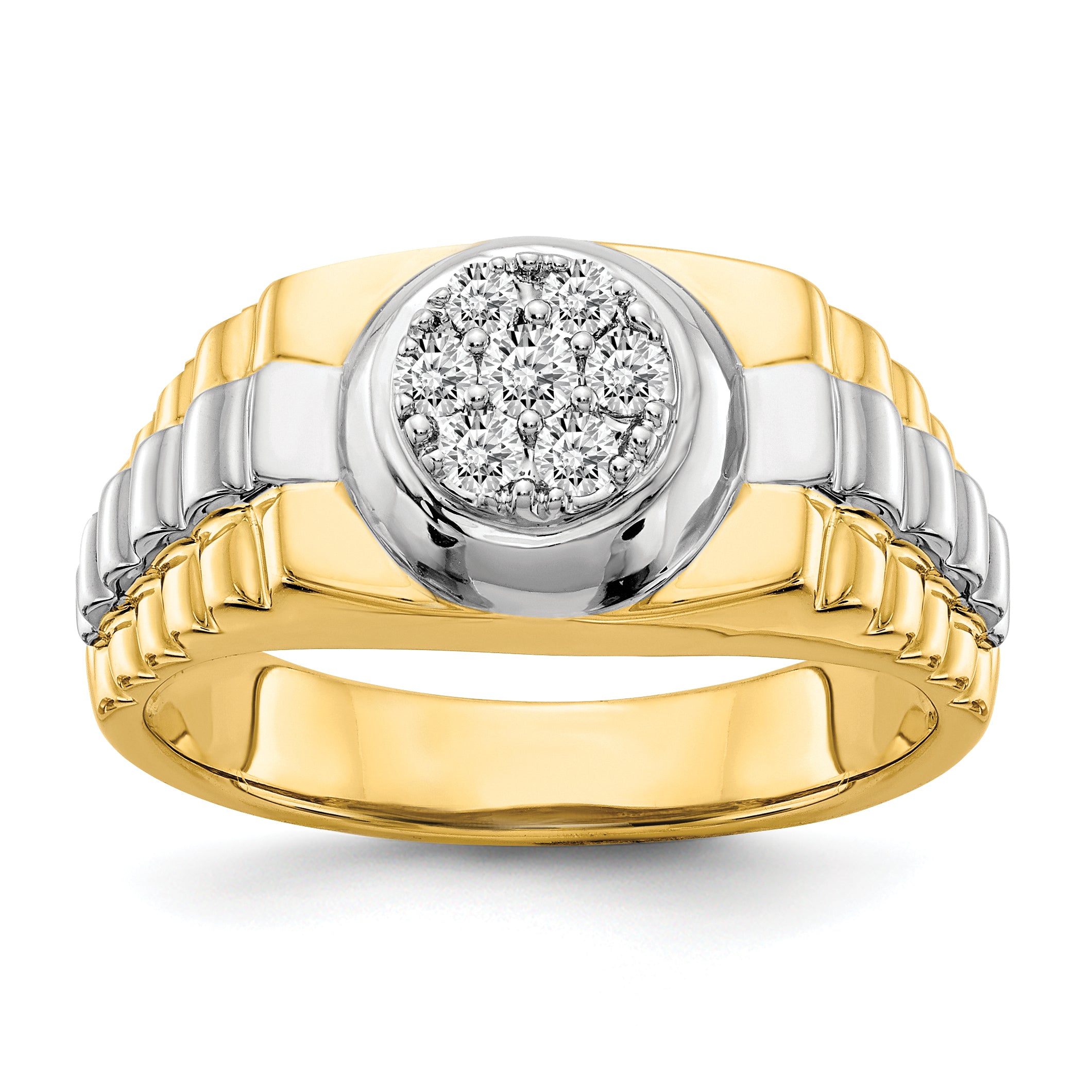 14K Two Tone A Diamond Men'S Ring