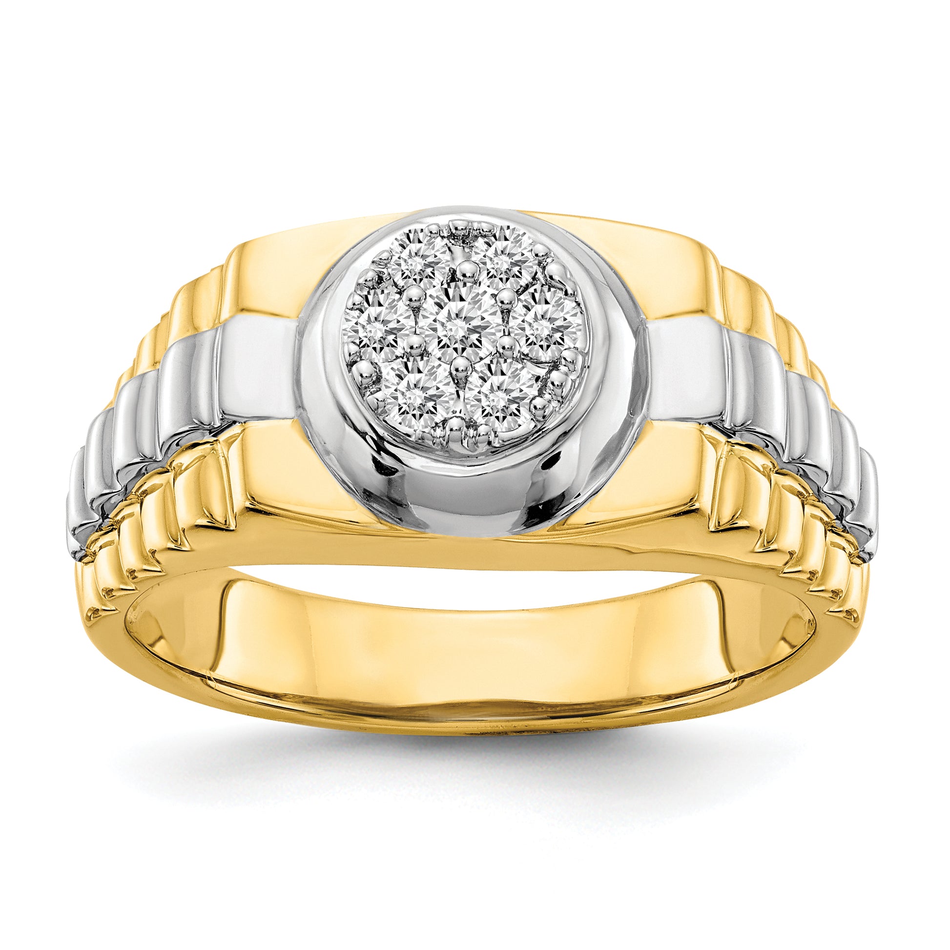 14K Two Tone A Diamond Men'S Ring