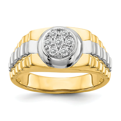 14K Two Tone A Diamond Men'S Ring