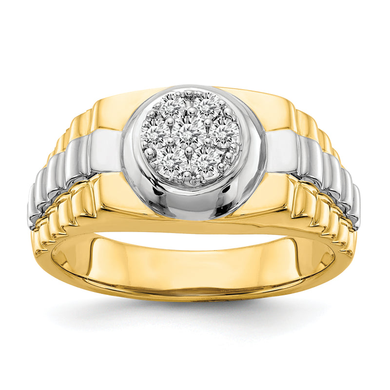 14K Two Tone A Diamond Men'S Ring