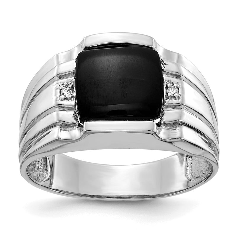 14K White Gold Aa Diamond Men'S Ring