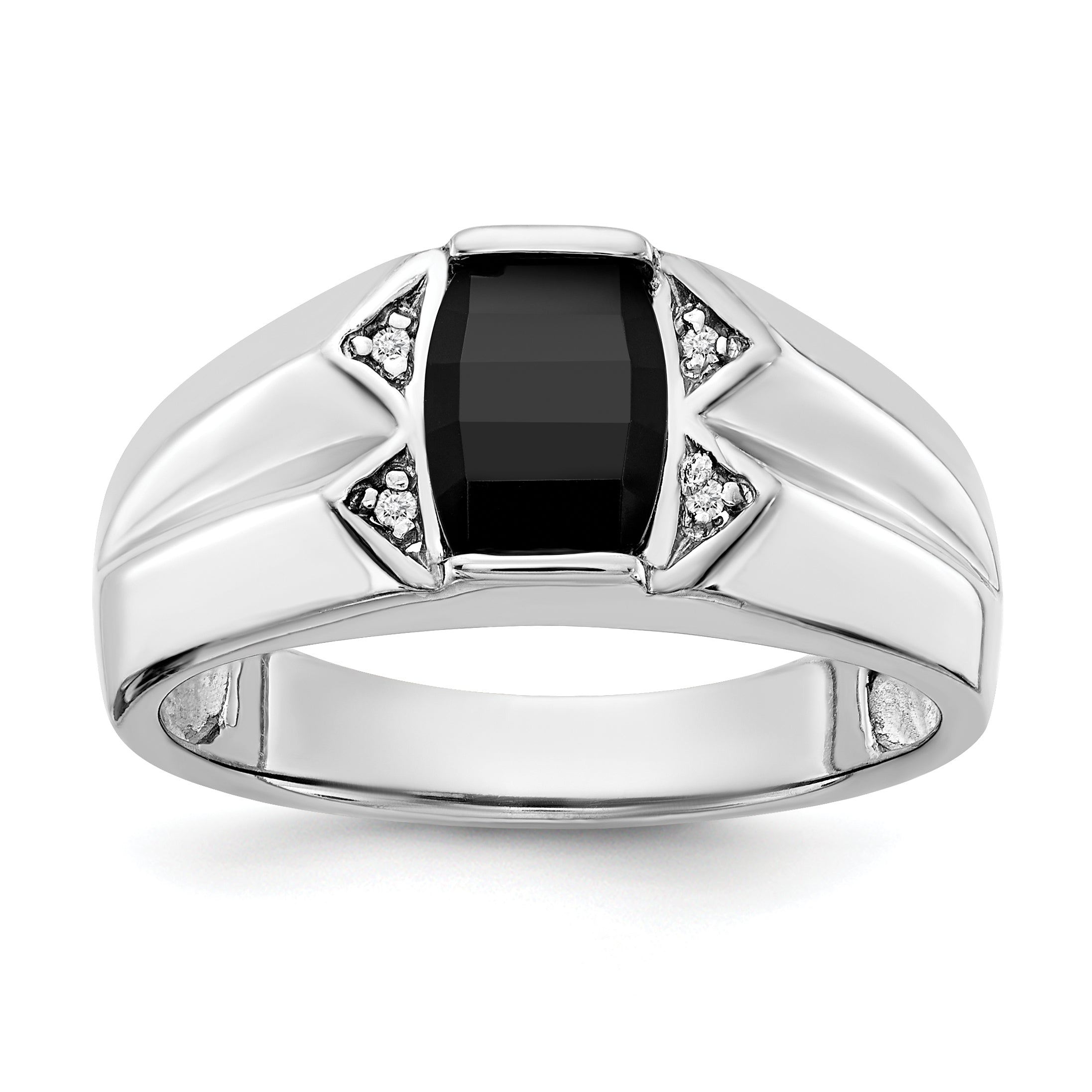14K White Gold Aaa Diamond Men'S Ring