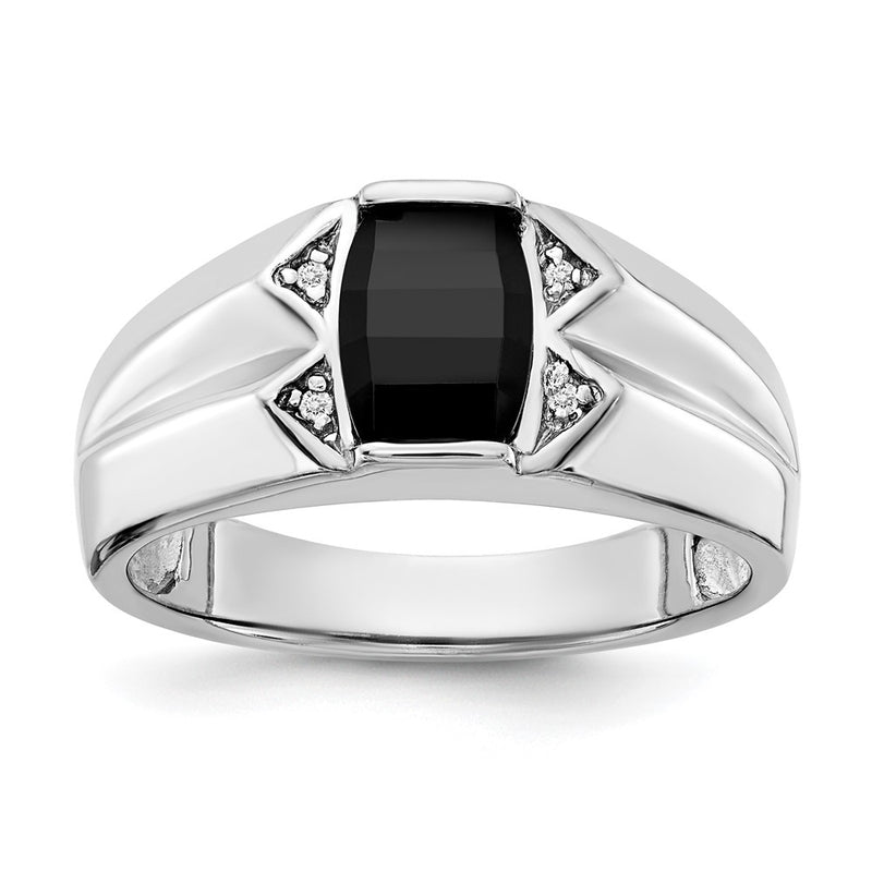 14K White Gold Aa Diamond Men'S Ring