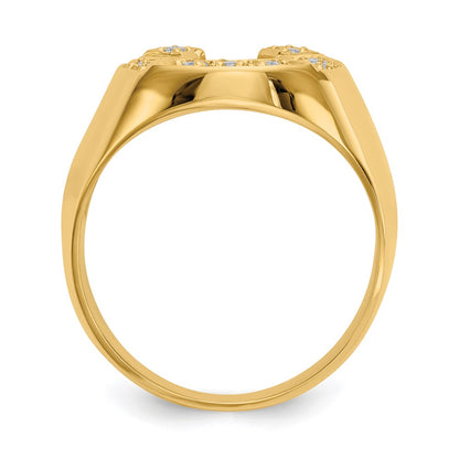 14K Yellow Gold Aa Diamond Men'S Ring