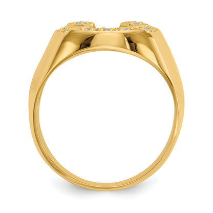 14K Yellow Gold Aa Diamond Men'S Ring