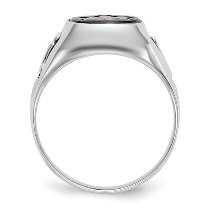Solid 14k White Gold Men's Masonic Ring