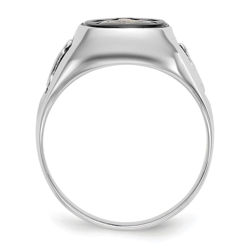 Solid 14k White Gold Men's Masonic Ring