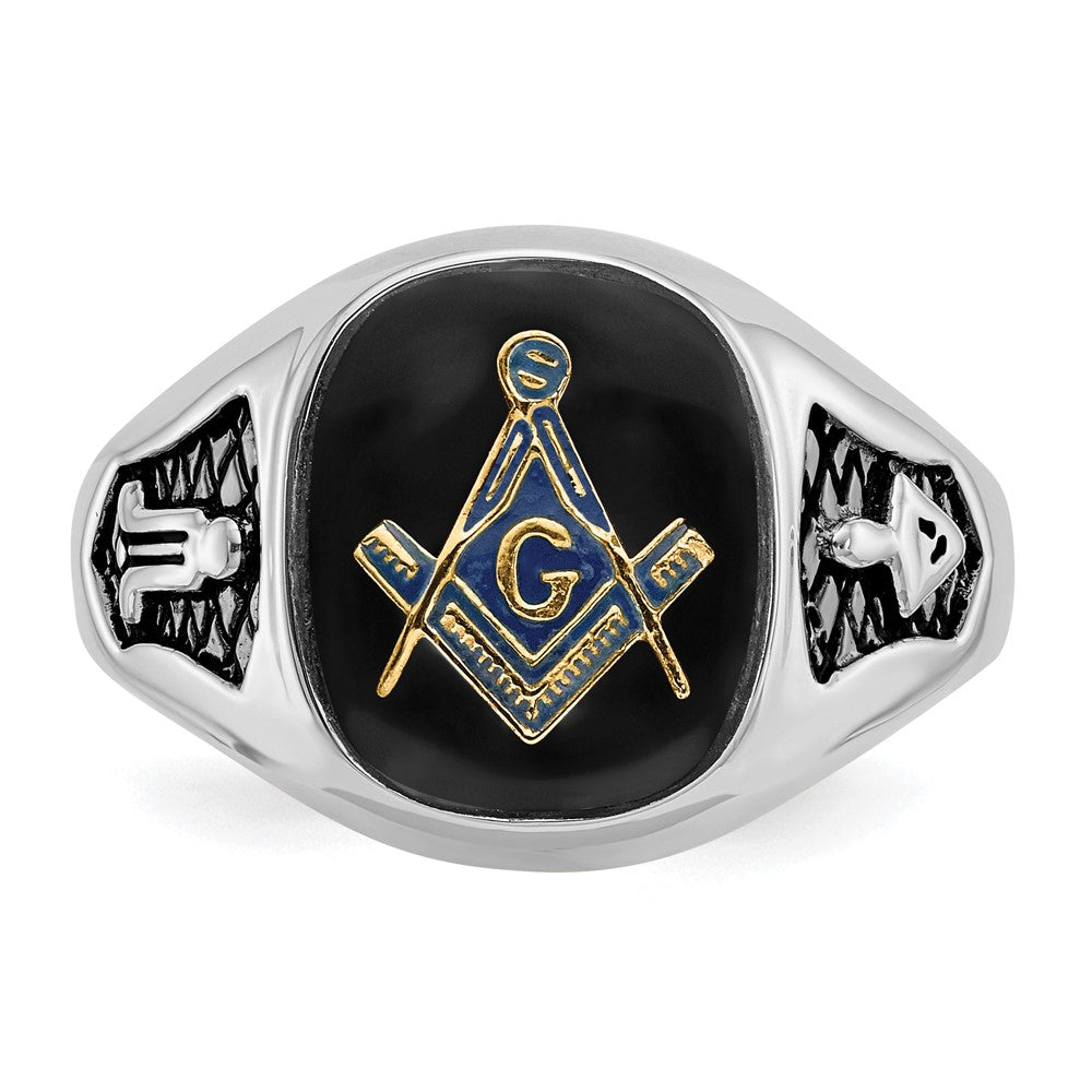 Solid 14k White Gold Men's Masonic Ring