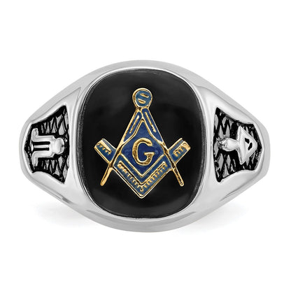 Solid 14k White Gold Men's Masonic Ring