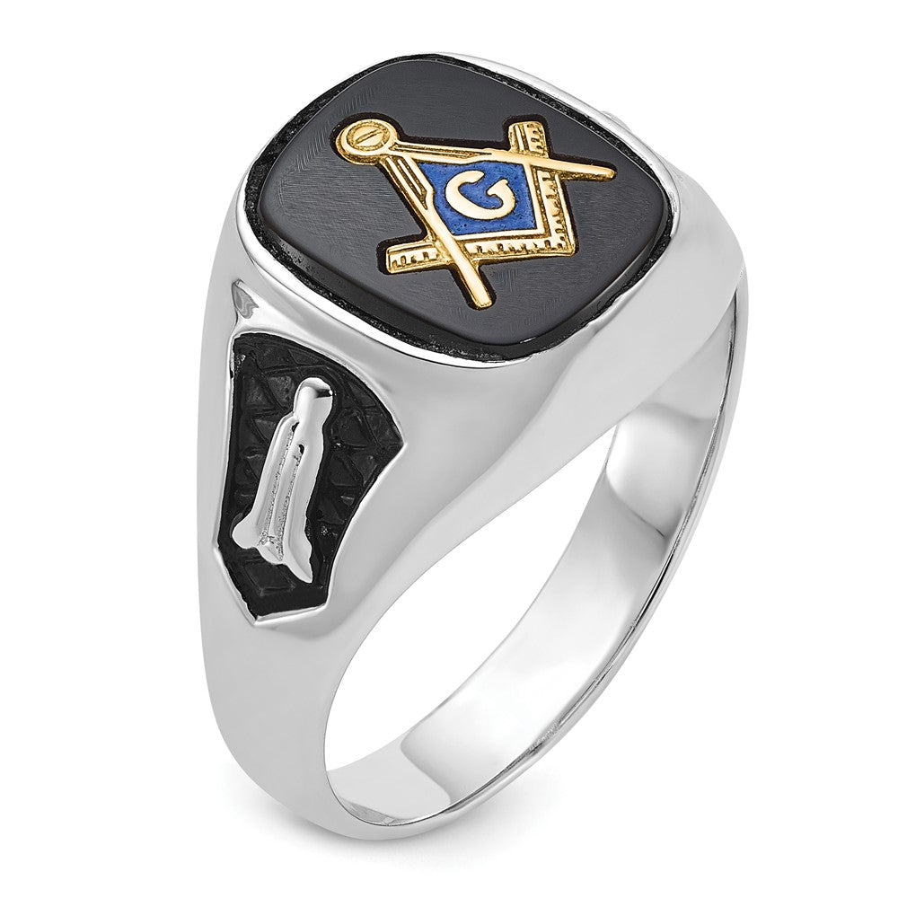 Solid 14k White Gold Men's Masonic Ring