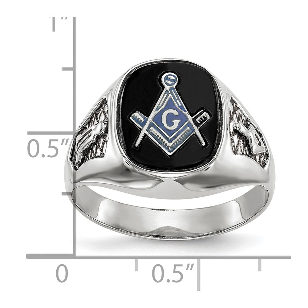 Solid 14k White Gold Men's Masonic Ring