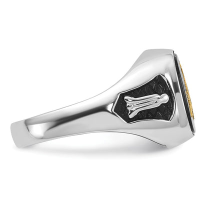 Solid 14k White Gold Men's Masonic Ring