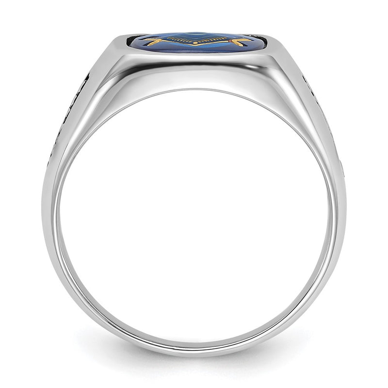 Solid 14k White Gold Men's Masonic Ring