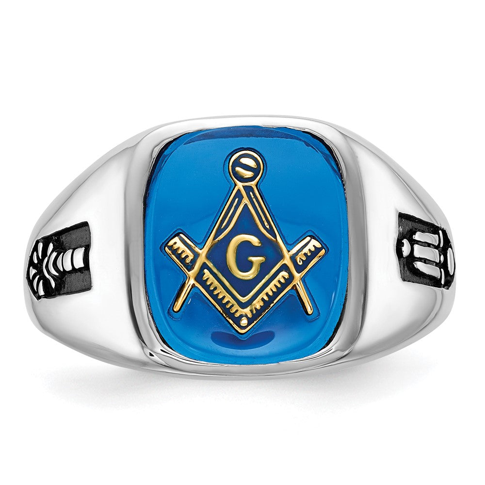 Solid 14k White Gold Men's Masonic Ring