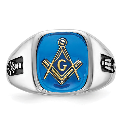 Solid 14k White Gold Men's Masonic Ring